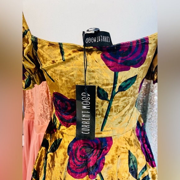 NWT Small Dolls Kill Current Mood Chasin’ Rainbows Mini Dress Floral Velvet - Picture 8 of 12